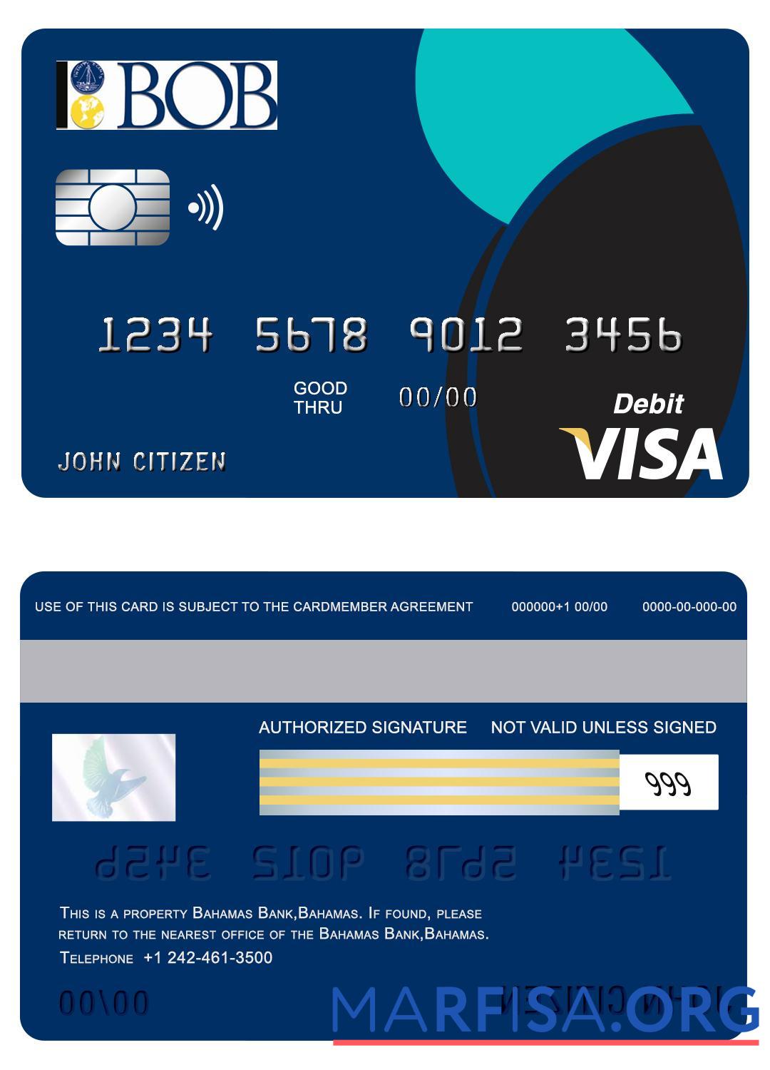 Printable bahamas bank of the bahamas visa card sample